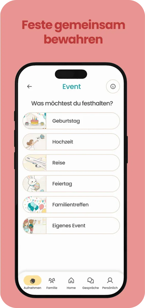 emori App — Feste gemeinsam bewahren