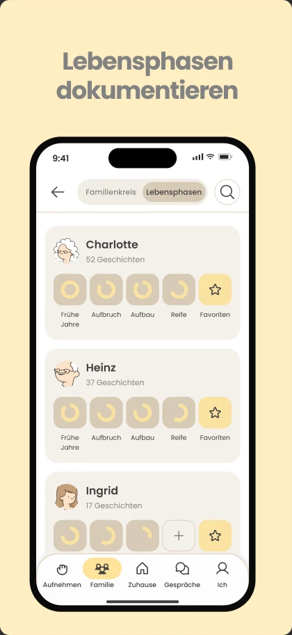 emori App — Lebensphasen dokumentieren