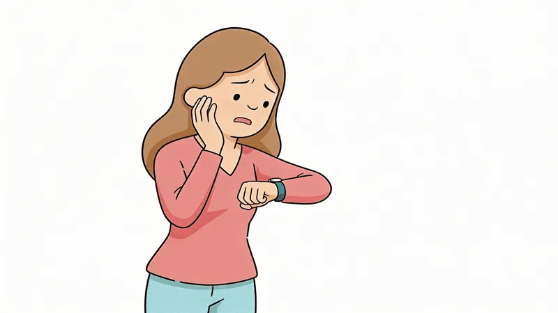 Gestresste Person schaut auf die Uhr — Keine Zeit im Alltag