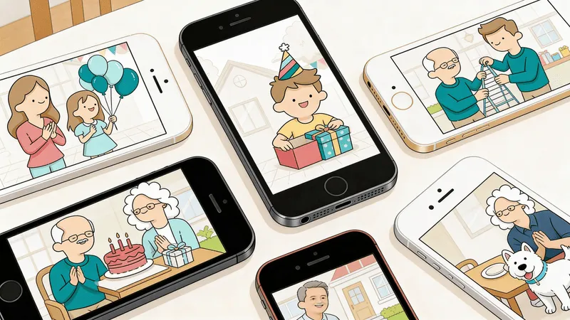 Mehrere Smartphones verstreut — Fotos auf zehn Geräten